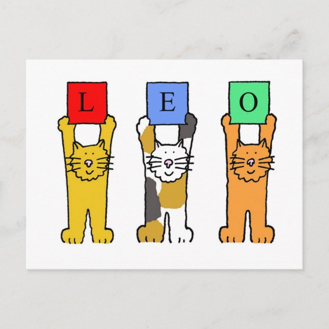 Leo Zodaic Sign Cartoon Cats. Postcard (Front)