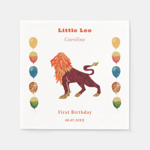 Leo Zodiac 1st Birthday Balloons & Artistic Napkin