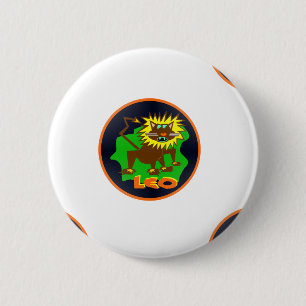 leo zodiac 6 cm round badge