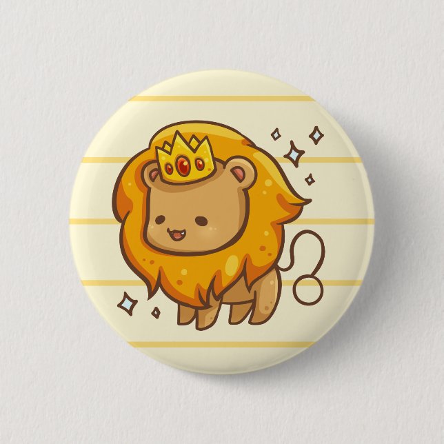 Leo Zodiac Animal Button (Front)