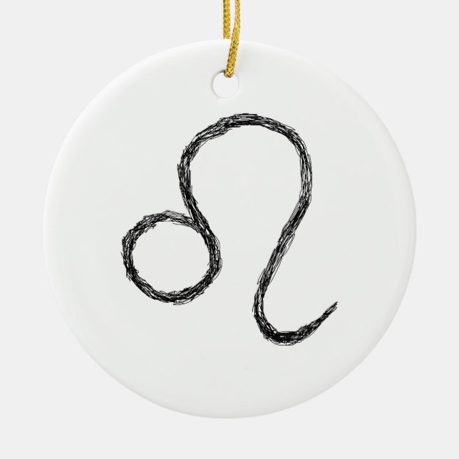 Leo. Zodiac Astrological Sign. Ceramic Tree Decoration (Front)