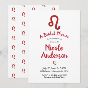 LEO Zodiac Astrology July August Bridal Shower Invitation