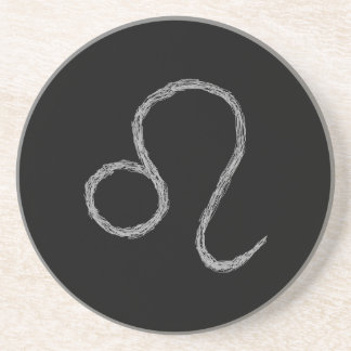 Leo. Zodiac Astrology Sign. Black. Coaster
