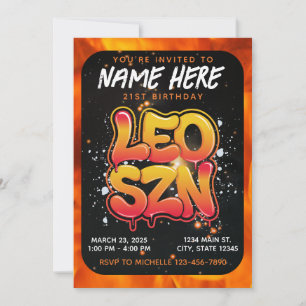 Leo Zodiac Birthday Invitation