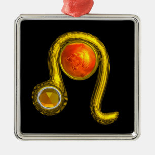 LEO ZODIAC BIRTHDAY JEWEL YELLOW TOPAZ Gold Metal Tree Decoration