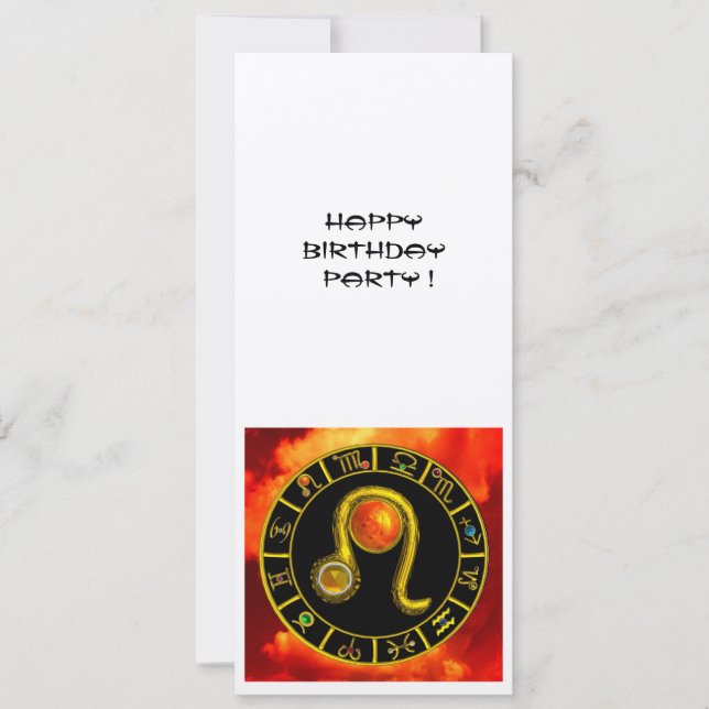 LEO,ZODIAC BIRTHDAY PARTY Astrology Chart Silver Invitation (Front)