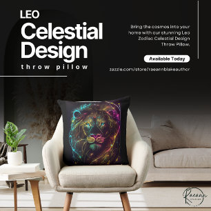 Leo Zodiac Celestial Design Throw Pillow