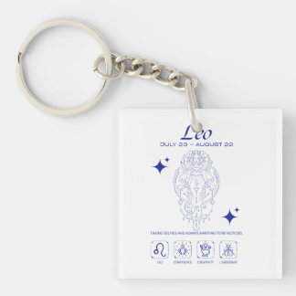 Leo Zodiac Confidence Astrology Line Art Key Ring