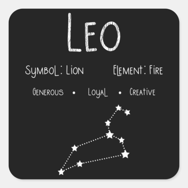 Leo Zodiac Constellation Astrology Horoscope Gift Square Sticker (Front)