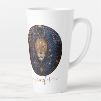 Leo zodiac gold and black latte mug