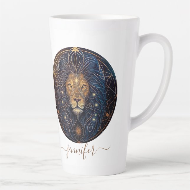 Leo zodiac  gold and black latte mug (Right)