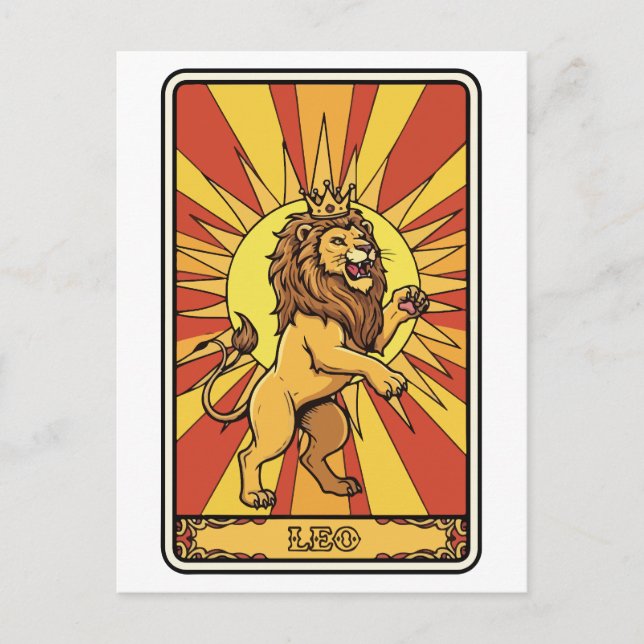 Leo Zodiac Illustration Tarot Style Postcard (Front)
