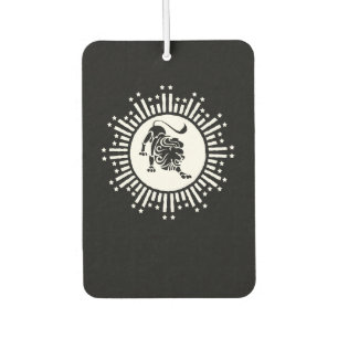 Leo Zodiac Lion Symbol with Stars Black and White Car Air Freshener