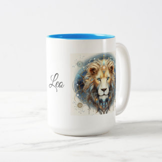 Leo Zodiac Mug, 15 oz Two-Tone Coffee Mug