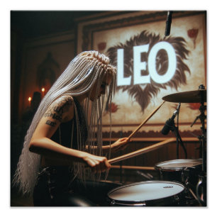 Leo Zodiac Musician Drums Photo Print