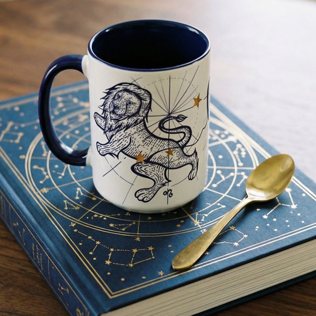 Leo Zodiac Navy Blue & Gold Birth Mug (Leo Zodiac Navy Blue & Gold Birth Mug)