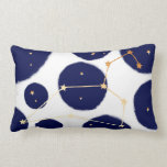 Leo Zodiac Navy Polka Dot & Gold Design Lumbar Cushion<br><div class="desc">This trendy zodiac inspired navy blue polka dot pillow design is perfect for zodiac lovers and will add personality and inspirational style to any room decor. Features a double-sided print in faux gold foil constellation against a navy blue and white polka dot background. It's the perfect complement to any room...</div>