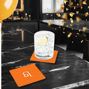 Leo zodiac  -   neon orange square paper coaster
