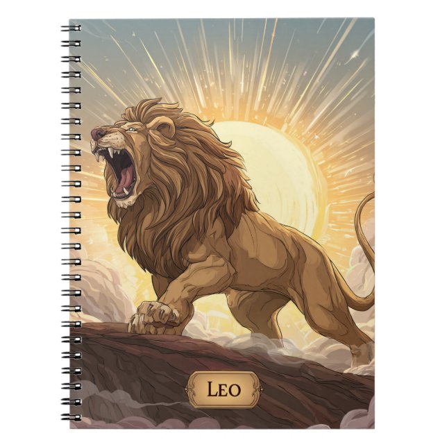 Leo Zodiac Notebook – Roaring Sunlit Lion (Front)