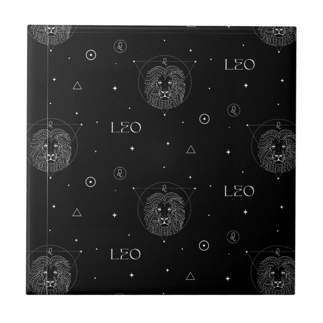 Leo Zodiac Pattern in Black and White Tile (Front)