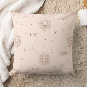Leo Zodiac Pattern in Brown and Burgundy Cushion