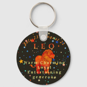 Leo zodiac red Lion modern traits  Key Ring