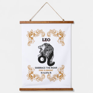 Leo Zodiac Royalty Embrace the Roar Fire Element Hanging Tapestry