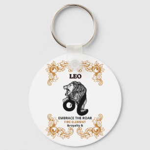 Leo Zodiac Royalty Embrace the Roar Fire Element Key Ring