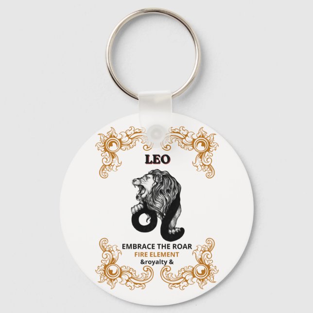 Leo Zodiac Royalty | Embrace the Roar Fire Element Key Ring (Front)