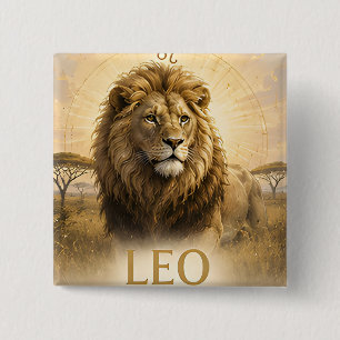 Leo Zodiac Sign Birthday Astrology Gift 15 Cm Square Badge