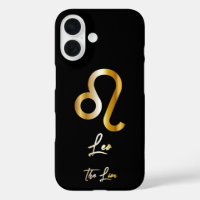 Leo Zodiac Sign, Black & Gold 