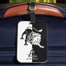Leo Zodiac Sign Black & White Luggage Tag