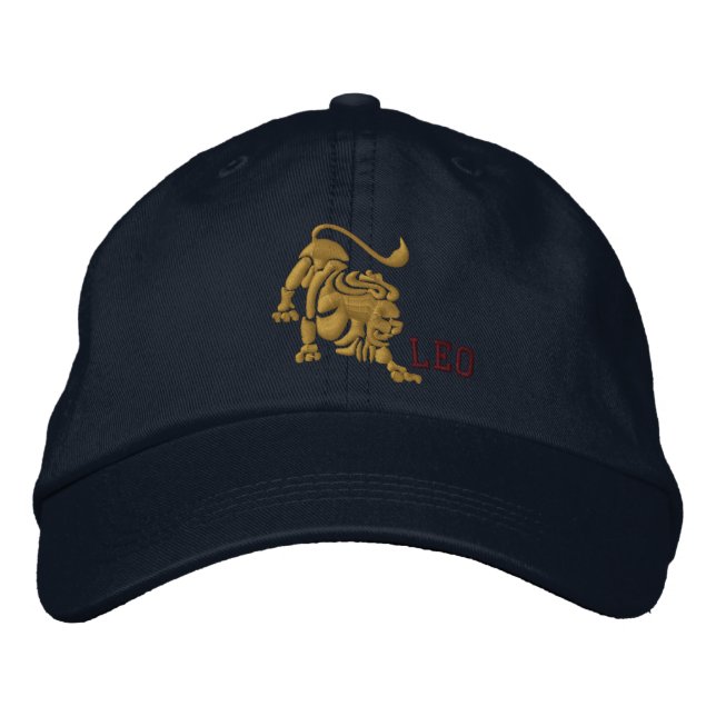 Leo Zodiac Sign Embroidery July 23 - August 22 Embroidered Hat (Front)