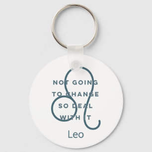 Leo Zodiac Sign Fun Quote Blue Text Birthday Key Ring