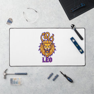 Leo Zodiac Sign Golden Mascot Graphic Desk Mat