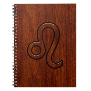 Leo Zodiac Sign in Brown Mahogany wood style Spiral Notebook