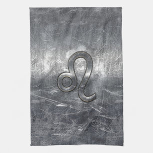 Leo Zodiac Sign in Grunge Distressed Decor Tea Towel