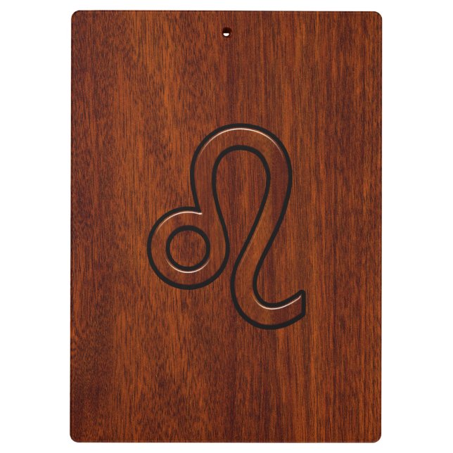 Leo Zodiac Sign in Mahogany wood style Clipboard (Back)