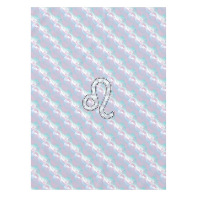 Leo Zodiac Sign in Mother of Pearl Style Print Tablecloth (Front)