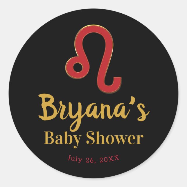 LEO Zodiac Sign July August Astrology Baby Shower Classic Round Sticker (Front)