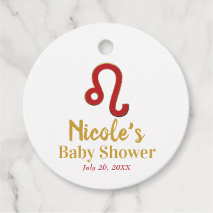 LEO Zodiac Sign July August Astrology Baby Shower  Favour Tags