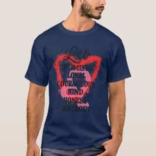 Leo Zodiac Sign July August Birthday Facts Heart B T-Shirt