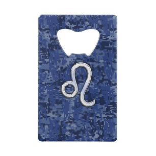 Leo Zodiac Sign on Blue Digital Camouflage