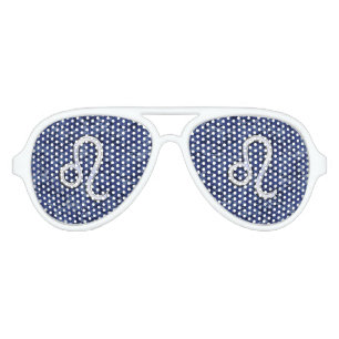 Leo Zodiac Sign on Blue Digital Camouflage Aviator Sunglasses