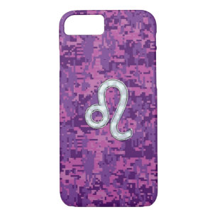 Leo Zodiac Sign on Fuchsia Camouflage Case-Mate iPhone Case