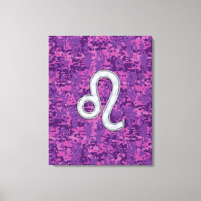Leo Zodiac Sign on Fuchsia Digital Camouflage (Front)