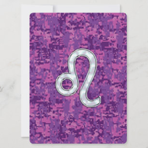Leo Zodiac Sign on Fuchsia Digital Camouflage
