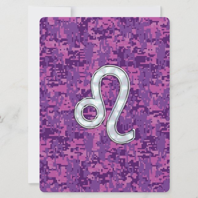 Leo Zodiac Sign on Fuchsia Digital Camouflage (Front)