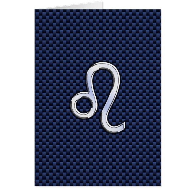 Leo Zodiac Sign on Navy Blue Carbon Fibre Print (Front)