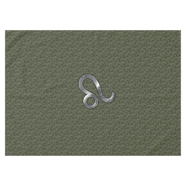 Leo Zodiac Sign on Olive Green Digital Camo Tablecloth (Front (Horizontal))